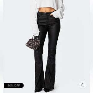 Edikted Luna Faux Leather Flare Pants